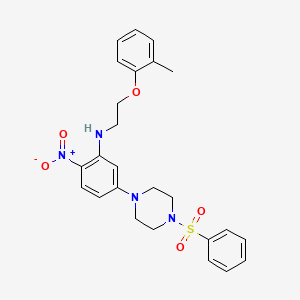 5-[4-(benzenesulfonyl)piperazin-1-yl]-N-[2-(2-methylphenoxy)ethyl]-2-nitroaniline