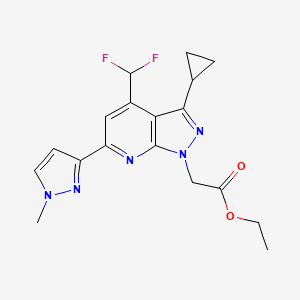 molecular formula C18H19F2N5O2 B4914477 ethyl [3-cyclopropyl-4-(difluoromethyl)-6-(1-methyl-1H-pyrazol-3-yl)-1H-pyrazolo[3,4-b]pyridin-1-yl]acetate 