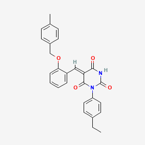 (5Z)-1-(4-ethylphenyl)-5-[[2-[(4-methylphenyl)methoxy]phenyl]methylidene]-1,3-diazinane-2,4,6-trione