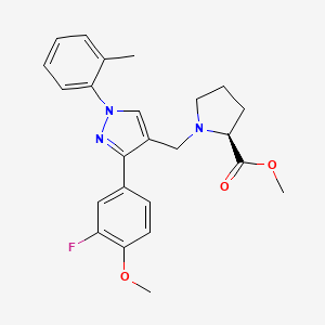 methyl (2S)-1-[[3-(3-fluoro-4-methoxyphenyl)-1-(2-methylphenyl)pyrazol-4-yl]methyl]pyrrolidine-2-carboxylate