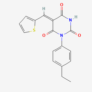 molecular formula C17H14N2O3S B4914621 (5Z)-1-(4-ethylphenyl)-5-(thiophen-2-ylmethylidene)-1,3-diazinane-2,4,6-trione 