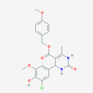 molecular formula C21H21ClN2O6 B4914628 (4-methoxyphenyl)methyl 4-(3-chloro-4-hydroxy-5-methoxyphenyl)-6-methyl-2-oxo-1,2,3,4-tetrahydropyrimidine-5-carboxylate 