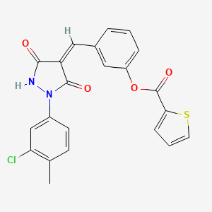 molecular formula C22H15ClN2O4S B4914642 3-{[(4Z)-1-(3-CHLORO-4-METHYLPHENYL)-3,5-DIOXOPYRAZOLIDIN-4-YLIDENE]METHYL}PHENYL THIOPHENE-2-CARBOXYLATE 