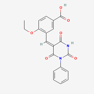 4-ethoxy-3-[(E)-(2,4,6-trioxo-1-phenyl-1,3-diazinan-5-ylidene)methyl]benzoic acid