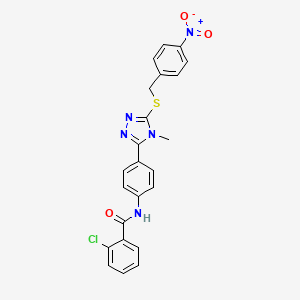 2-chloro-N-[4-[4-methyl-5-[(4-nitrophenyl)methylsulfanyl]-1,2,4-triazol-3-yl]phenyl]benzamide