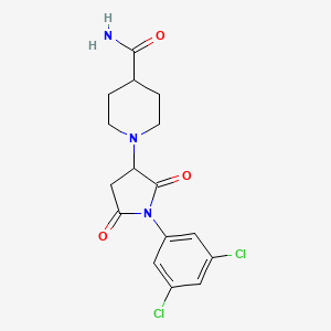 molecular formula C16H17Cl2N3O3 B4914696 1-[1-(3,5-Dichlorophenyl)-2,5-dioxopyrrolidin-3-yl]piperidine-4-carboxamide 