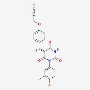 molecular formula C21H15BrN2O4 B4914731 (5E)-1-(4-bromo-3-methylphenyl)-5-[4-(prop-2-yn-1-yloxy)benzylidene]pyrimidine-2,4,6(1H,3H,5H)-trione 