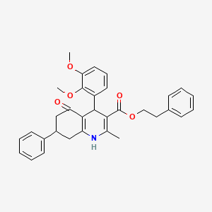 2-Phenylethyl 4-(2,3-dimethoxyphenyl)-2-methyl-5-oxo-7-phenyl-1,4,5,6,7,8-hexahydroquinoline-3-carboxylate