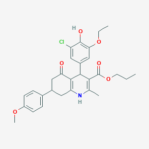 Propyl 4-(3-chloro-5-ethoxy-4-hydroxyphenyl)-7-(4-methoxyphenyl)-2-methyl-5-oxo-1,4,5,6,7,8-hexahydroquinoline-3-carboxylate