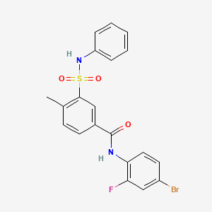 molecular formula C20H16BrFN2O3S B4914758 N-(4-bromo-2-fluorophenyl)-4-methyl-3-(phenylsulfamoyl)benzamide 