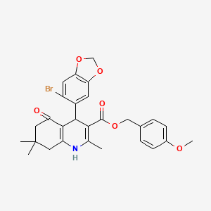 4-Methoxybenzyl 4-(6-bromo-1,3-benzodioxol-5-yl)-2,7,7-trimethyl-5-oxo-1,4,5,6,7,8-hexahydroquinoline-3-carboxylate