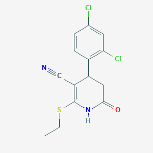 molecular formula C14H12Cl2N2OS B4914828 4-(2,4-Dichlorophenyl)-2-(ethylsulfanyl)-6-oxo-1,4,5,6-tetrahydropyridine-3-carbonitrile 