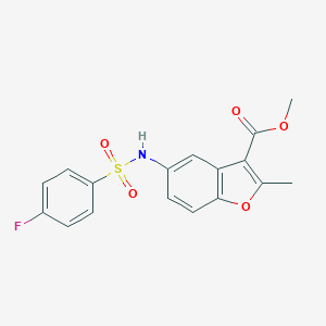 molecular formula C17H14FNO5S B491486 Methyl 5-{[(4-fluorophenyl)sulfonyl]amino}-2-methyl-1-benzofuran-3-carboxylate CAS No. 361180-07-6