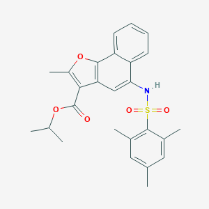 molecular formula C26H27NO5S B491494 Isopropyl 5-[(mesitylsulfonyl)amino]-2-methylnaphtho[1,2-b]furan-3-carboxylate CAS No. 361179-39-7
