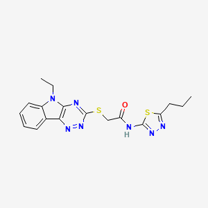 2-({5-Ethyl-5H-[1,2,4]triazino[5,6-B]indol-3-YL}sulfanyl)-N-(5-propyl-1,3,4-thiadiazol-2-YL)acetamide