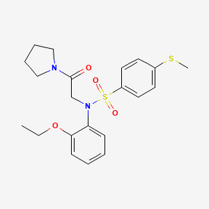 molecular formula C21H26N2O4S2 B4914991 N-(2-ethoxyphenyl)-4-(methylthio)-N-[2-oxo-2-(1-pyrrolidinyl)ethyl]benzenesulfonamide 