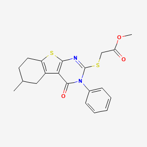 molecular formula C20H20N2O3S2 B4915016 methyl [(6-methyl-4-oxo-3-phenyl-3,4,5,6,7,8-hexahydro[1]benzothieno[2,3-d]pyrimidin-2-yl)thio]acetate CAS No. 6153-30-6