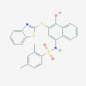molecular formula C25H20N2O3S3 B491505 N-[3-(1,3-benzothiazol-2-ylsulfanyl)-4-hydroxy-1-naphthyl]-2,4-dimethylbenzenesulfonamide CAS No. 441289-70-9