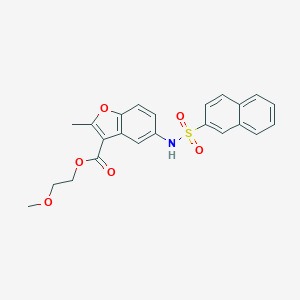 molecular formula C23H21NO6S B491509 2-Methoxyethyl 2-methyl-5-(naphthalene-2-sulfonamido)benzofuran-3-carboxylate CAS No. 361179-73-9