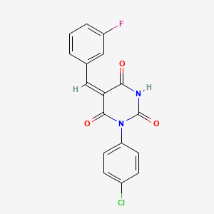 (5E)-1-(4-chlorophenyl)-5-[(3-fluorophenyl)methylidene]-1,3-diazinane-2,4,6-trione