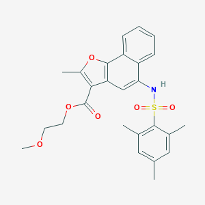 molecular formula C26H27NO6S B491511 2-Methoxyethyl 5-[(mesitylsulfonyl)amino]-2-methylnaphtho[1,2-b]furan-3-carboxylate CAS No. 361179-77-3