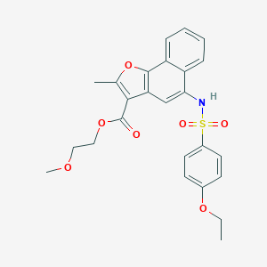 molecular formula C25H25NO7S B491513 2-Methoxyethyl 5-{[(4-ethoxyphenyl)sulfonyl]amino}-2-methylnaphtho[1,2-b]furan-3-carboxylate CAS No. 361179-80-8