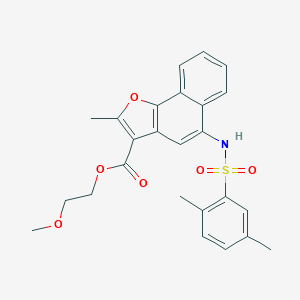 molecular formula C25H25NO6S B491517 2-Methoxyethyl 5-{[(2,5-dimethylphenyl)sulfonyl]amino}-2-methylnaphtho[1,2-b]furan-3-carboxylate CAS No. 361179-86-4