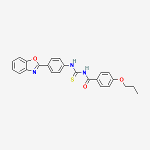 molecular formula C24H21N3O3S B4915208 N-{[4-(1,3-benzoxazol-2-yl)phenyl]carbamothioyl}-4-propoxybenzamide 