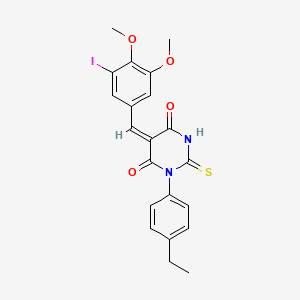 (5E)-1-(4-ethylphenyl)-5-[(3-iodo-4,5-dimethoxyphenyl)methylidene]-2-sulfanylidene-1,3-diazinane-4,6-dione