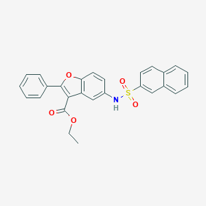 molecular formula C27H21NO5S B491523 Ethyl 5-(naphthalene-2-sulfonamido)-2-phenyl-1-benzofuran-3-carboxylate CAS No. 304694-54-0