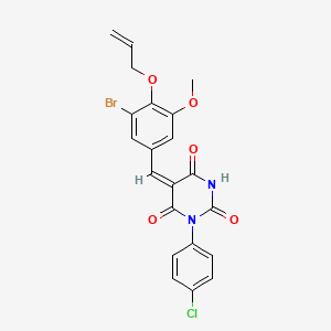 molecular formula C21H16BrClN2O5 B4915277 5-[4-(allyloxy)-3-bromo-5-methoxybenzylidene]-1-(4-chlorophenyl)-2,4,6(1H,3H,5H)-pyrimidinetrione 