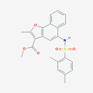 molecular formula C23H21NO5S B491528 Methyl 5-{[(2,4-dimethylphenyl)sulfonyl]amino}-2-methylnaphtho[1,2-b]furan-3-carboxylate CAS No. 421580-06-5