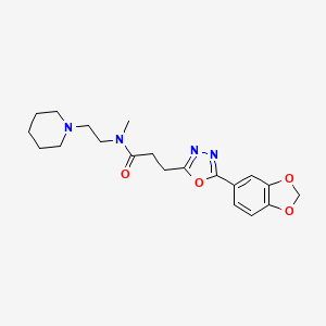 molecular formula C20H26N4O4 B4915288 3-[5-(1,3-benzodioxol-5-yl)-1,3,4-oxadiazol-2-yl]-N-methyl-N-[2-(1-piperidinyl)ethyl]propanamide 