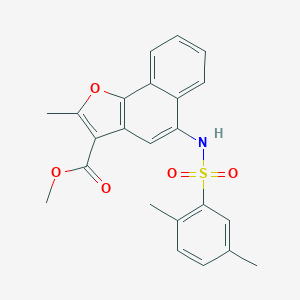 molecular formula C23H21NO5S B491530 5-[{[(2,5-二甲基苯基)磺酰基]氨基}-2-甲基萘并[1,2-b]呋喃-3-甲酸甲酯 CAS No. 442553-82-4