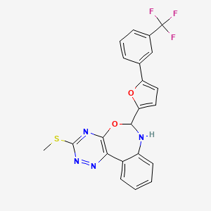 molecular formula C22H15F3N4O2S B4915325 3-(Methylsulfanyl)-6-{5-[3-(trifluoromethyl)phenyl]-2-furyl}-6,7-dihydro[1,2,4]triazino[5,6-d][3,1]benzoxazepine 