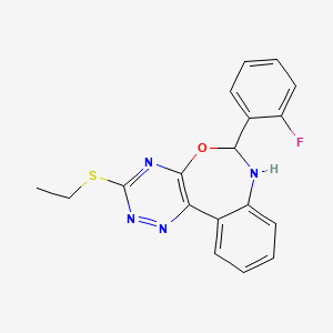 molecular formula C18H15FN4OS B4915335 3-(Ethylsulfanyl)-6-(2-fluorophenyl)-6,7-dihydro[1,2,4]triazino[5,6-D][3,1]benzoxazepine 