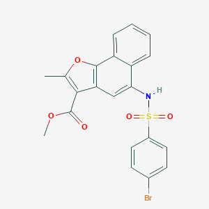 molecular formula C21H16BrNO5S B491535 Methyl 5-{[(4-bromophenyl)sulfonyl]amino}-2-methylnaphtho[1,2-b]furan-3-carboxylate CAS No. 421580-10-1