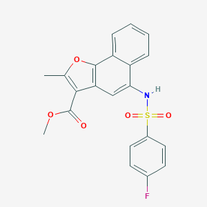molecular formula C21H16FNO5S B491536 Methyl 5-{[(4-fluorophenyl)sulfonyl]amino}-2-methylnaphtho[1,2-b]furan-3-carboxylate CAS No. 421580-11-2