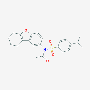 molecular formula C23H25NO4S B491547 N-(4-propan-2-ylphenyl)sulfonyl-N-(6,7,8,9-tetrahydrodibenzofuran-2-yl)acetamide CAS No. 518305-01-6