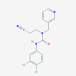 molecular formula C16H14Cl2N4O B4915531 1-(2-Cyanoethyl)-3-(3,4-dichlorophenyl)-1-(pyridin-3-ylmethyl)urea 