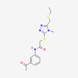 molecular formula C16H20N4O2S2 B4915534 N-(3-acetylphenyl)-2-({5-[(ethylthio)methyl]-4-methyl-4H-1,2,4-triazol-3-yl}thio)acetamide 