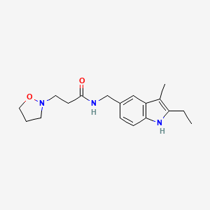 N-[(2-ethyl-3-methyl-1H-indol-5-yl)methyl]-3-(1,2-oxazolidin-2-yl)propanamide