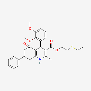 molecular formula C29H33NO5S B4915609 2-(Ethylsulfanyl)ethyl 4-(2,3-dimethoxyphenyl)-2-methyl-5-oxo-7-phenyl-1,4,5,6,7,8-hexahydroquinoline-3-carboxylate 