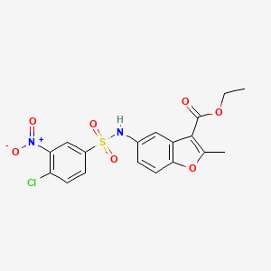 molecular formula C18H15ClN2O7S B4915624 Ethyl 5-(4-chloro-3-nitrobenzenesulfonamido)-2-methyl-1-benzofuran-3-carboxylate 