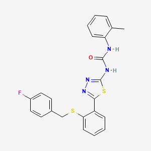 molecular formula C23H19FN4OS2 B4915715 N-(5-{2-[(4-fluorobenzyl)thio]phenyl}-1,3,4-thiadiazol-2-yl)-N'-(2-methylphenyl)urea 