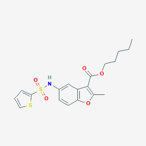 molecular formula C19H21NO5S2 B491573 Pentyl 2-methyl-5-(thiophene-2-sulfonamido)benzofuran-3-carboxylate CAS No. 518330-15-9