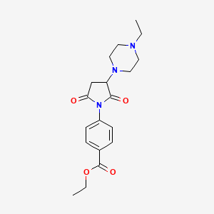 molecular formula C19H25N3O4 B4915732 Ethyl 4-[3-(4-ethylpiperazin-1-yl)-2,5-dioxopyrrolidin-1-yl]benzoate 