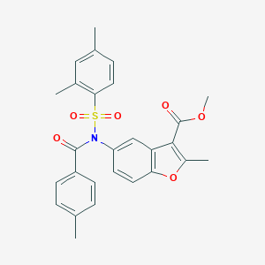 molecular formula C27H25NO6S B491578 methyl 5-(N-((2,4-dimethylphenyl)sulfonyl)-4-methylbenzamido)-2-methylbenzofuran-3-carboxylate CAS No. 518321-28-3