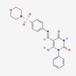 molecular formula C21H20N4O6S B4915781 5-({[4-(4-morpholinylsulfonyl)phenyl]amino}methylene)-1-phenyl-2,4,6(1H,3H,5H)-pyrimidinetrione 