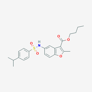 molecular formula C23H27NO5S B491581 Butyl 5-{[(4-isopropylphenyl)sulfonyl]amino}-2-methyl-1-benzofuran-3-carboxylate CAS No. 518321-62-5